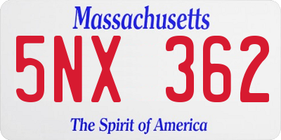MA license plate 5NX362