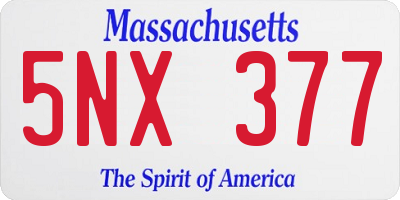 MA license plate 5NX377