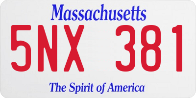 MA license plate 5NX381