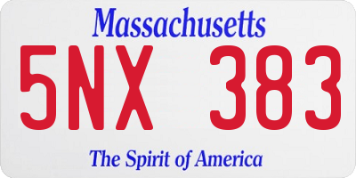 MA license plate 5NX383