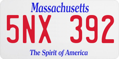 MA license plate 5NX392