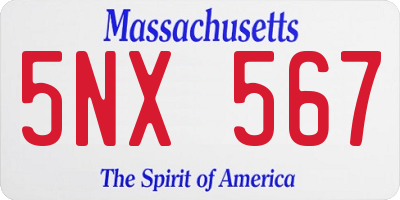 MA license plate 5NX567