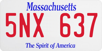 MA license plate 5NX637