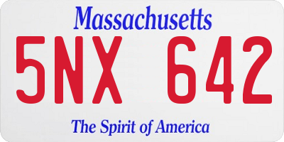 MA license plate 5NX642