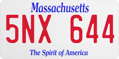 MA license plate 5NX644