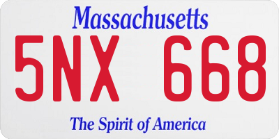 MA license plate 5NX668