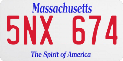 MA license plate 5NX674
