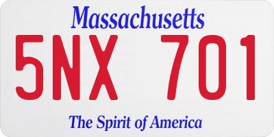 MA license plate 5NX701