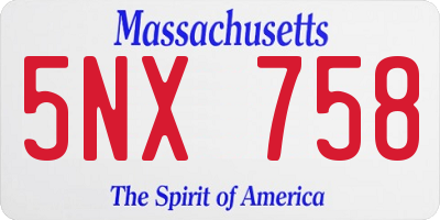 MA license plate 5NX758