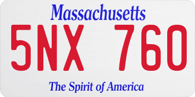 MA license plate 5NX760