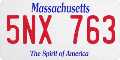 MA license plate 5NX763