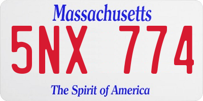 MA license plate 5NX774