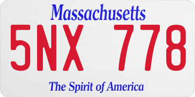 MA license plate 5NX778