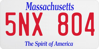 MA license plate 5NX804