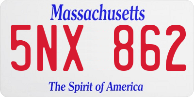 MA license plate 5NX862