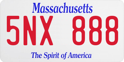 MA license plate 5NX888
