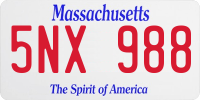 MA license plate 5NX988