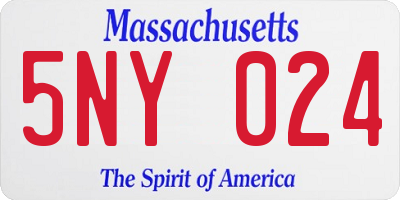 MA license plate 5NY024