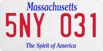 MA license plate 5NY031