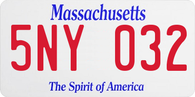 MA license plate 5NY032