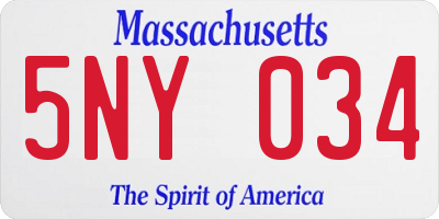 MA license plate 5NY034