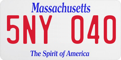 MA license plate 5NY040