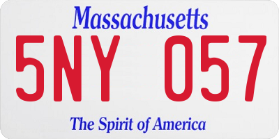 MA license plate 5NY057