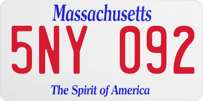 MA license plate 5NY092