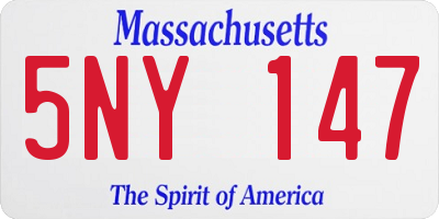 MA license plate 5NY147