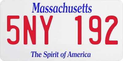 MA license plate 5NY192