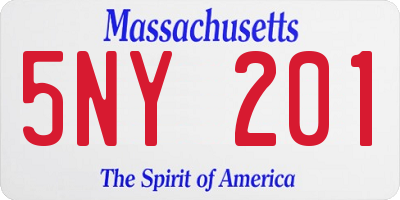 MA license plate 5NY201