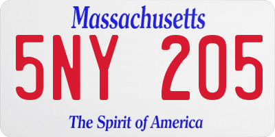MA license plate 5NY205