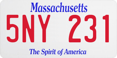 MA license plate 5NY231