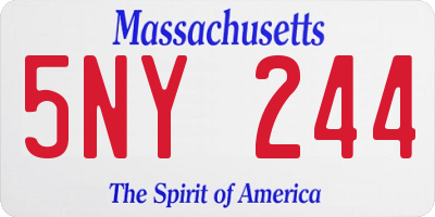 MA license plate 5NY244