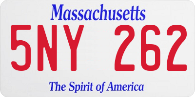 MA license plate 5NY262