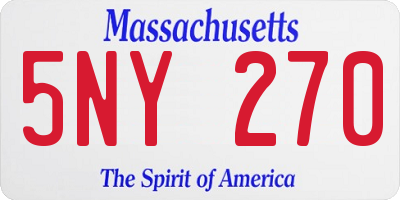 MA license plate 5NY270