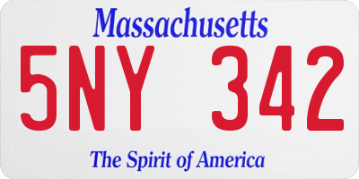 MA license plate 5NY342
