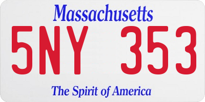 MA license plate 5NY353