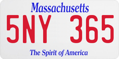 MA license plate 5NY365