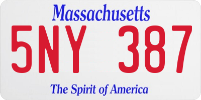 MA license plate 5NY387