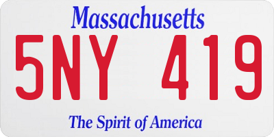 MA license plate 5NY419