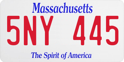 MA license plate 5NY445