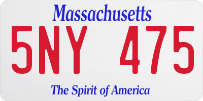 MA license plate 5NY475
