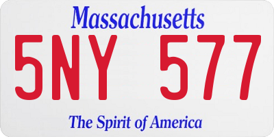 MA license plate 5NY577