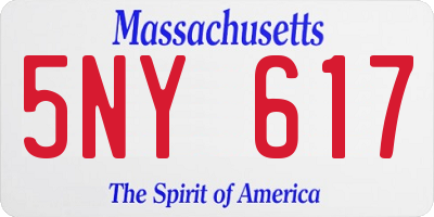 MA license plate 5NY617
