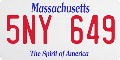 MA license plate 5NY649