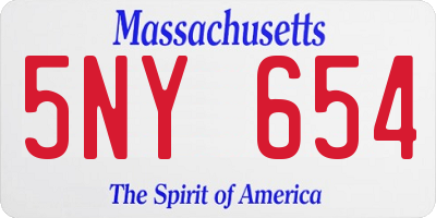 MA license plate 5NY654