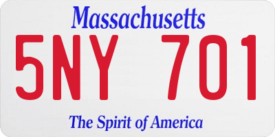 MA license plate 5NY701