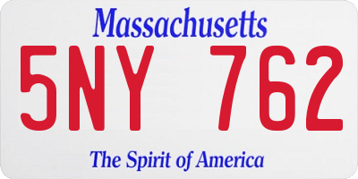 MA license plate 5NY762