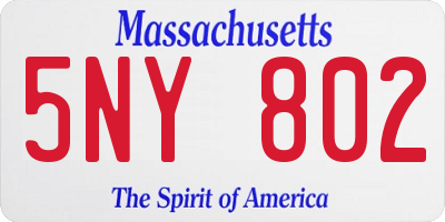 MA license plate 5NY802